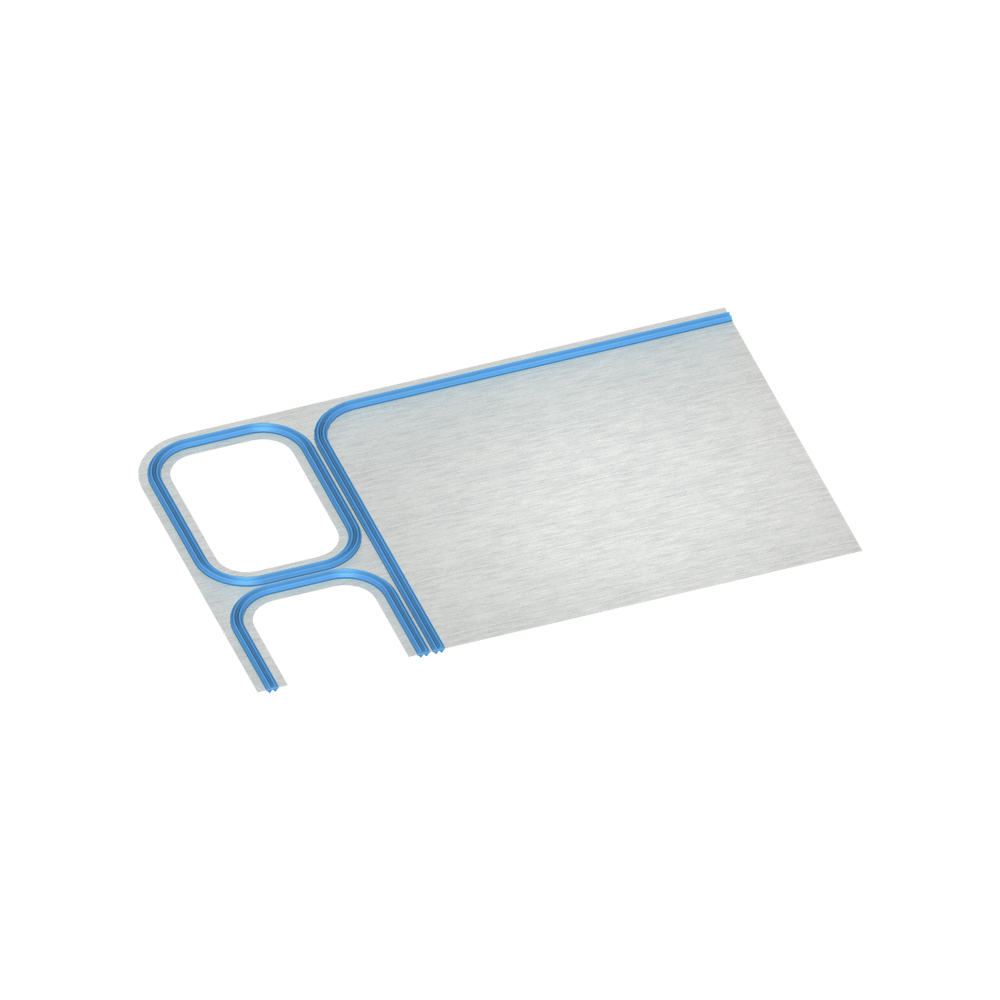 Blue sealing path bonded to a metallic bipolar plate.